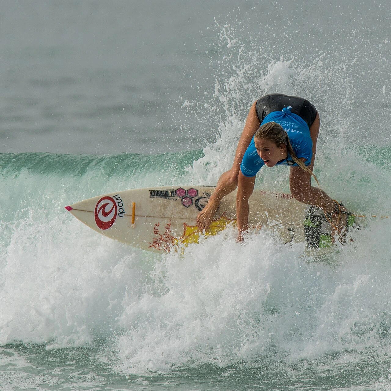 Bethany Hamilton surfing on a wave